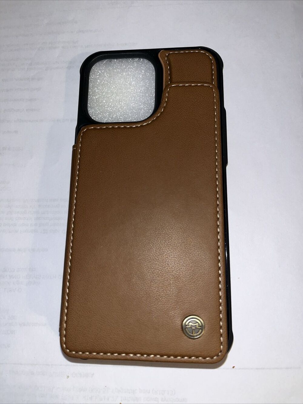 Case Me iPhone 13 Max Brown Faux Leather Case Wallet With ID Window